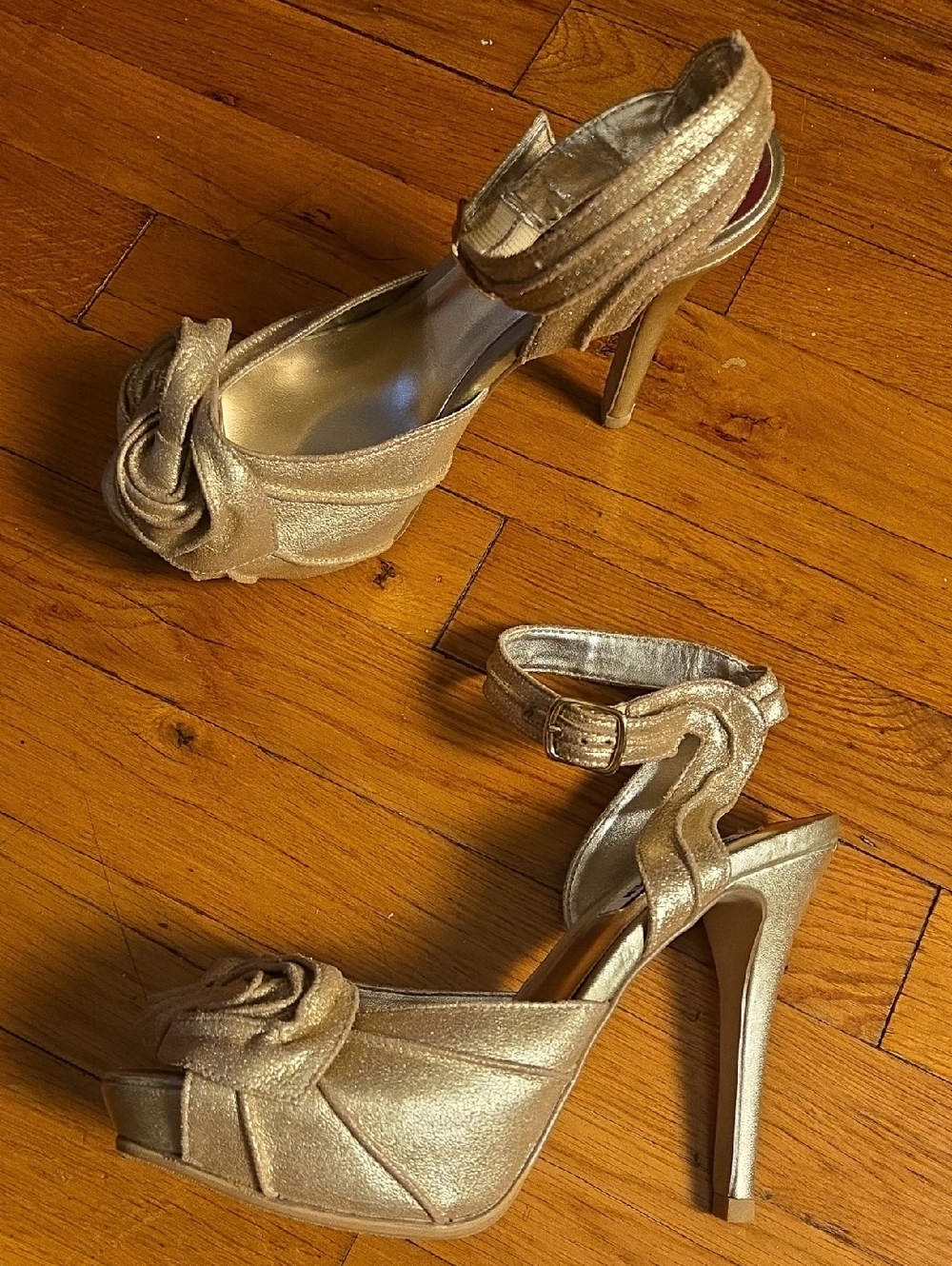 Steve Mqadden Gold Women’s High Heel Ankle-Strap Sandals